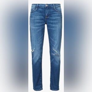 Frame Le Garcon Boyfriend Mid Rise Jeans In Agecroft Destruct
